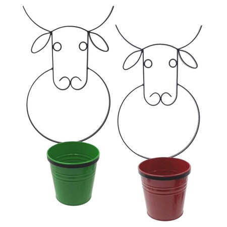 Next2Nature 0356E AG-XR S-2 Enameled Galvanized Steel Wall Planter with Iron Hanger, 2PK NE2433291